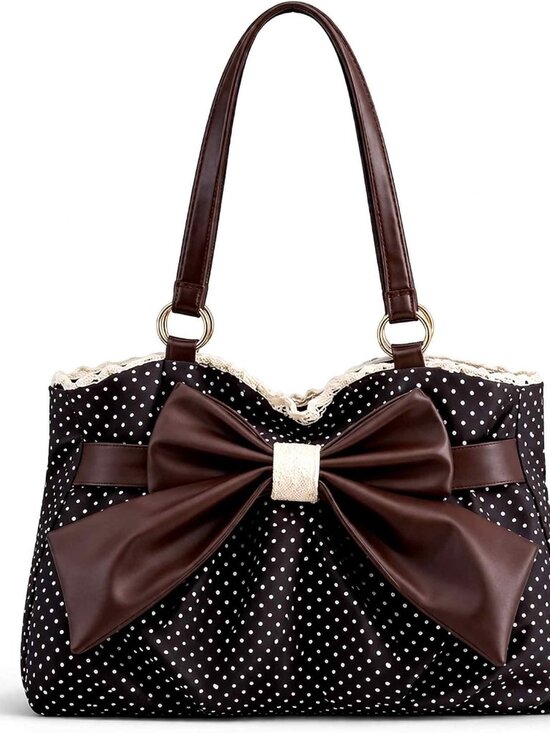 Handbags - Polka Dot Tote Bag, Vintage Retro Purses for Women, Small Cute Shoulder Purse fo